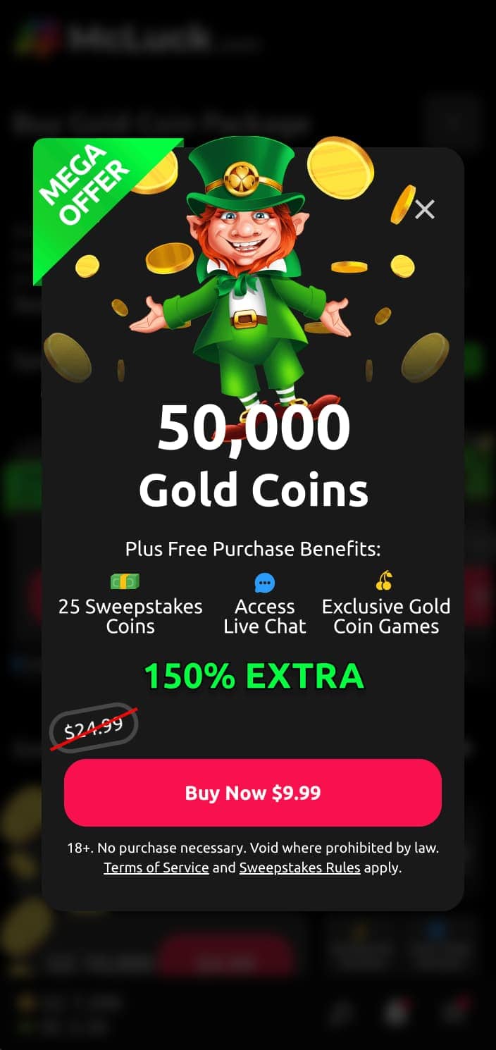 McLuck first purchase offer of 50K GC for $9.99